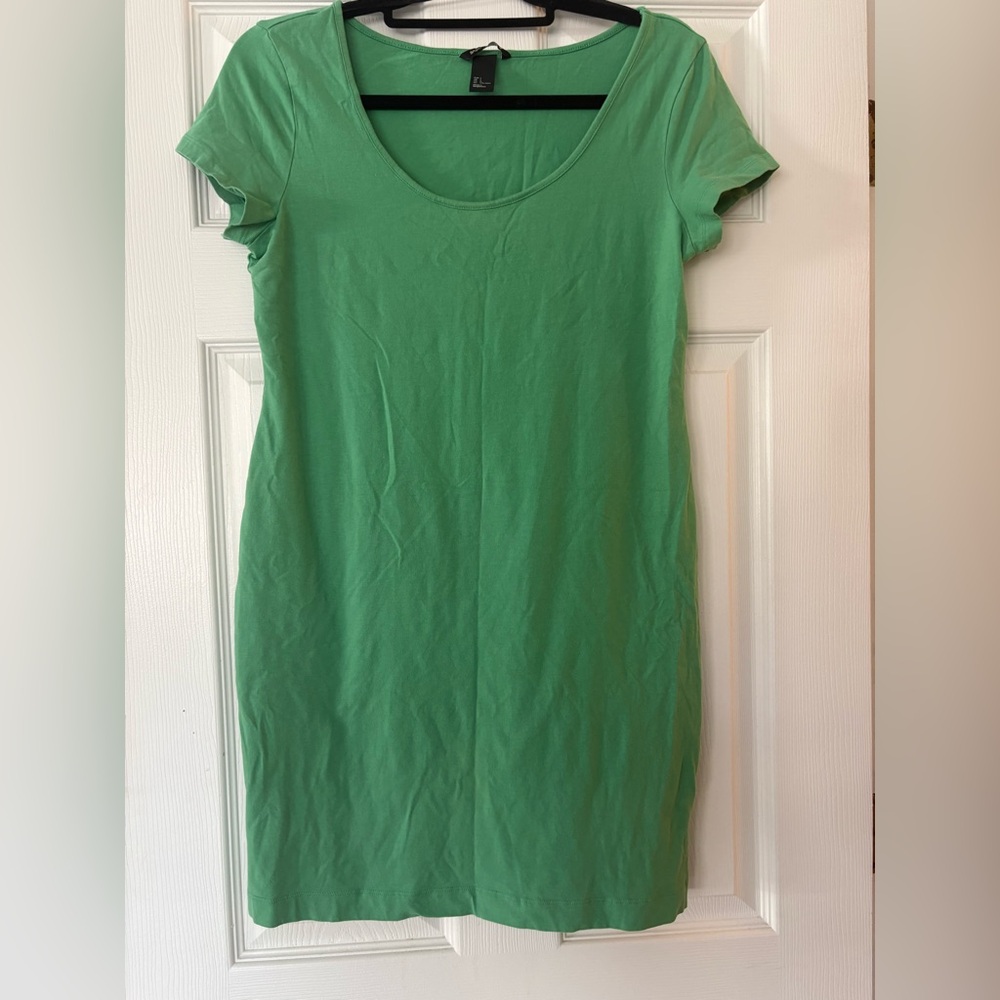 H&M Y2K Green Short Sleeve Dress Women's Tshirt dress Large